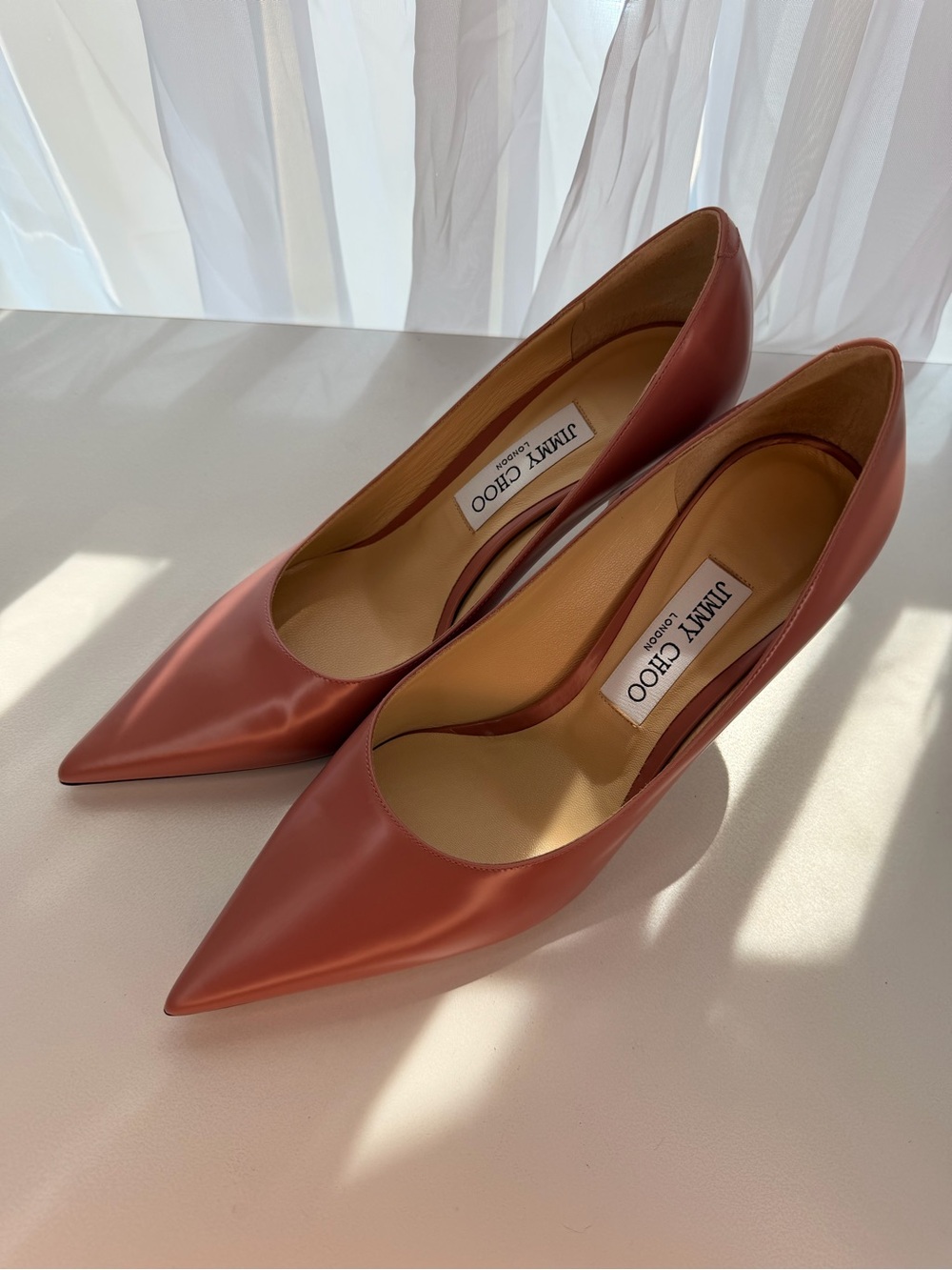 Jimmy Choo Mauve Pink Leather Pointed Toe Pumps - Picture 4 of 7